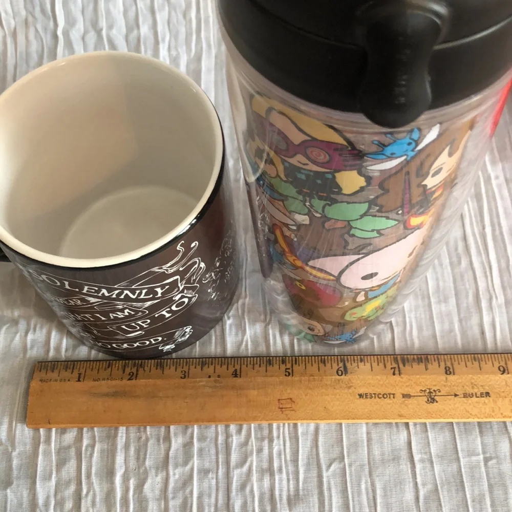 HARRY POTTER lot 2 tall travel water drink bottle & XL soup coffee ceramic mug